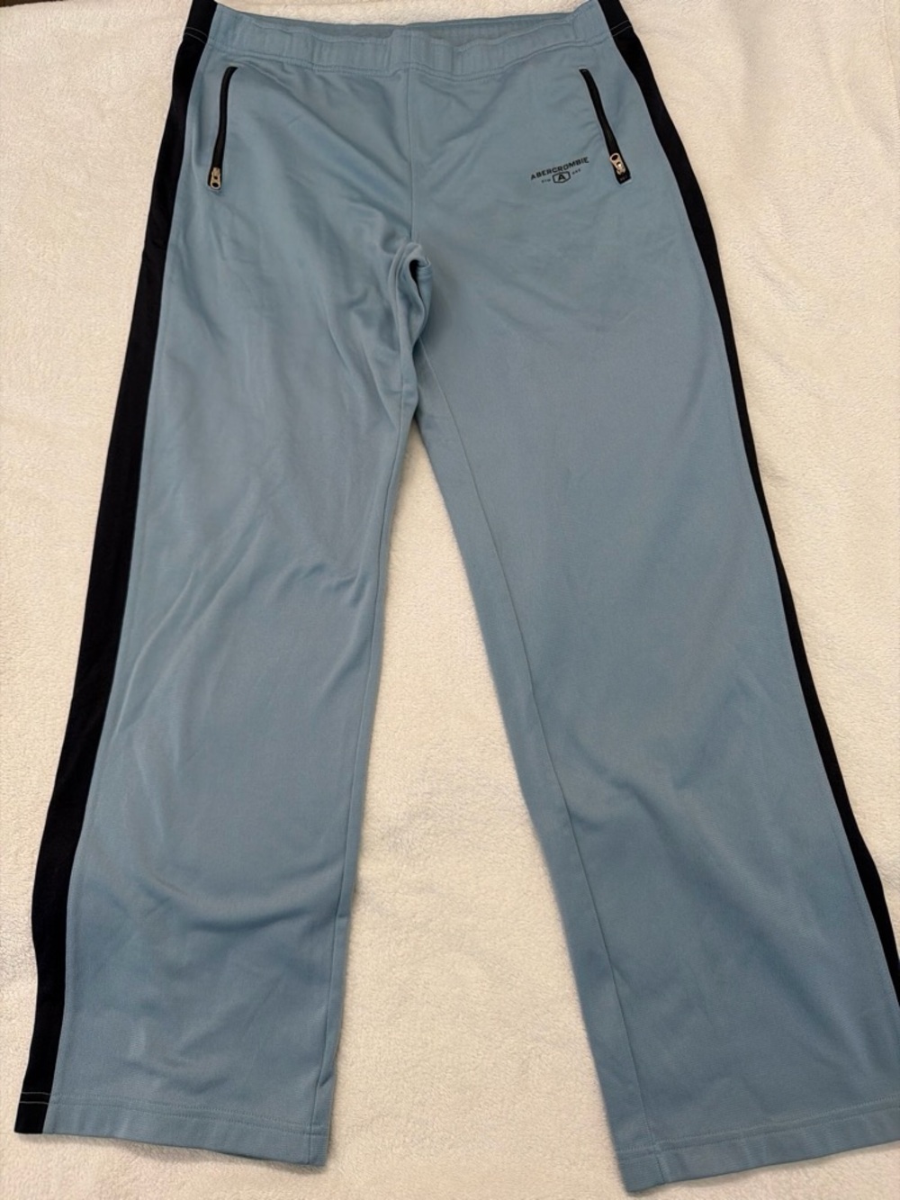 Y2K Abercrombie & Fitch Light Blue Joggers with Black Side Panels